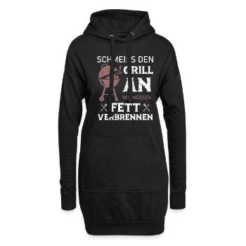 Schmeiss Den Grill An Wir Müssen Fett Verbrennen - Hoodie-Kleid - Schwarz - Vorne