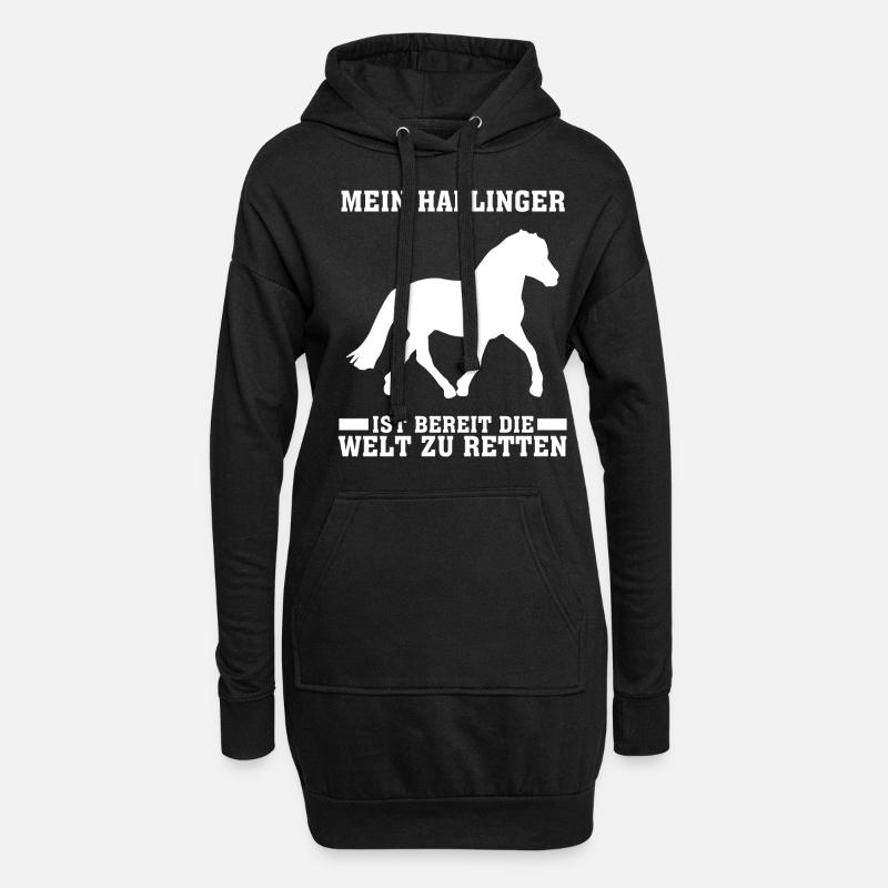 Haflinger Reiten - Hoodie-Kleid - Schwarz