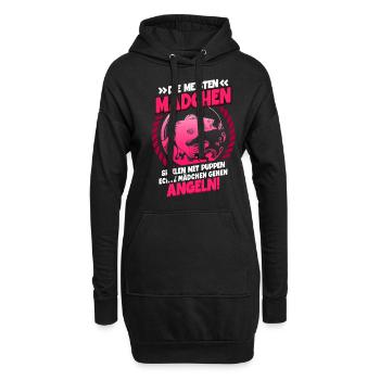 Angeln Anglerin - Hoodie-Kleid - Schwarz - Vorne