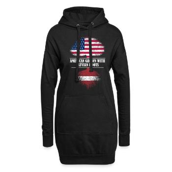 American grown with Latvian roots flag - Hoodie-Kleid - Schwarz - Vorne