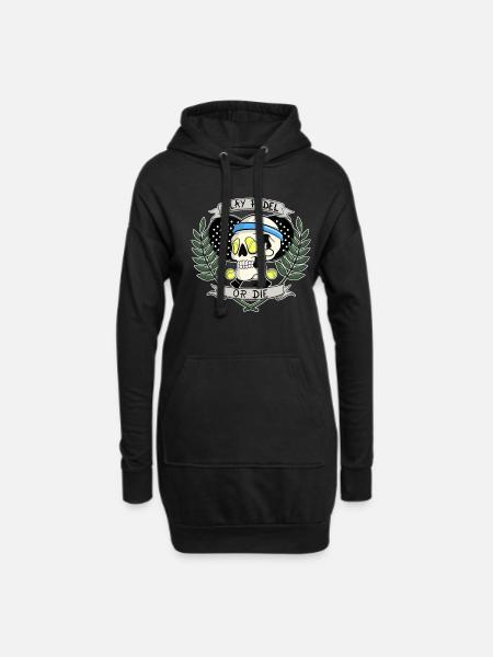 Play Padel Or Die cooler Padel Totenkopf Bällen - Hoodie-Kleid - Schwarz