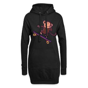 Skateboarder Lustiger Affe Auf Skateboard - Hoodie-Kleid - Schwarz - Vorne