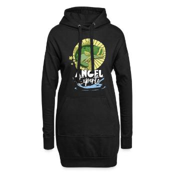 Angeln Angler - Hoodie-Kleid - Schwarz - Vorne