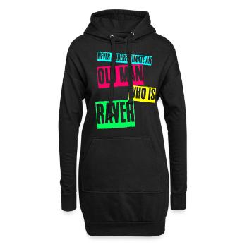 Raver Festival Old Man Techno Rave - Hoodie-Kleid - Schwarz - Vorne