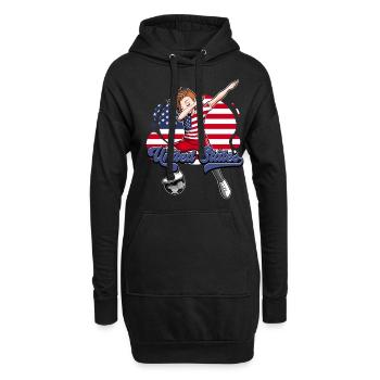 Usa Fußball - Hoodie-Kleid - Schwarz - Vorne