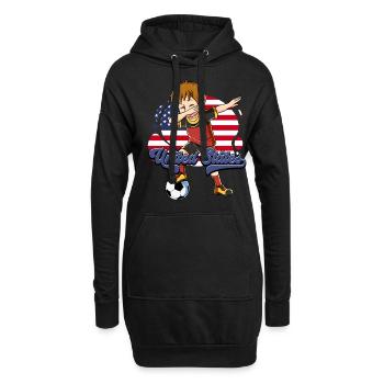 Usa Fußball - Hoodie-Kleid - Schwarz - Vorne