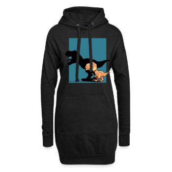 Dinosaurier T-Rex Schattenfigur Dino - Hoodie-Kleid - Schwarz - Vorne