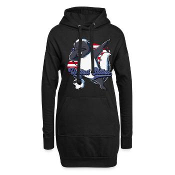 Usa Fußball - Hoodie-Kleid - Schwarz - Vorne