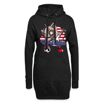 Usa Fußball - Hoodie-Kleid - Schwarz - Vorne