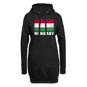 Hongrie Drapeau Grunge Hongrie Drapeau - Sweat-shirt à capuche long Femme - noir - Devant