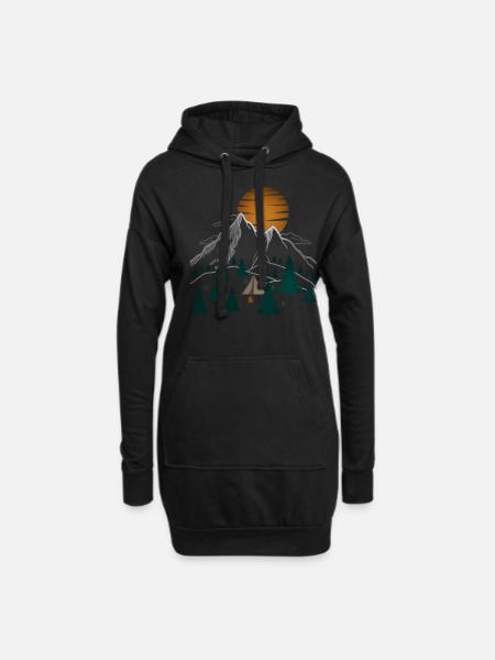 Camping à la montagne - Sweat-shirt à capuche long Femme - noir