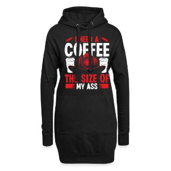 Pompier Café taille mon cul Nuit Pompiers - Sweat-shirt à capuche long Femme - noir - Devant
