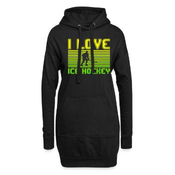 I love ice hockey - Hoodie-Kleid - Schwarz - Vorne