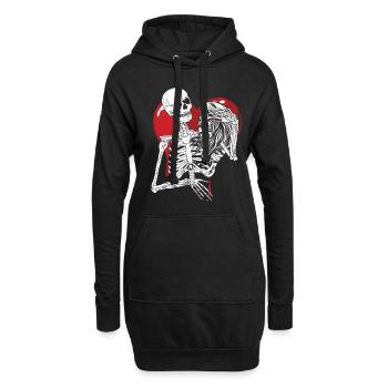 Till Death Midnight Lovers Gothic Skull Bones - Hoodie Dress - black - Front