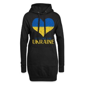 Ukraine Cœur Ukrainiens Drapeau ukrainien - Sweat-shirt à capuche long Femme - noir - Devant