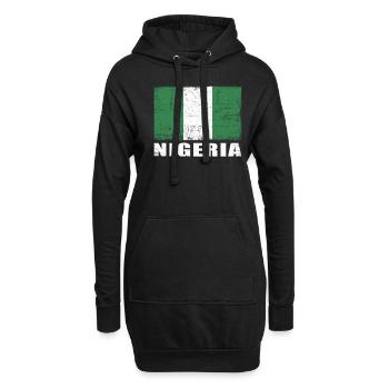 Drapeau du Nigeria Grunge Drapeau du Nigeria - Sweat-shirt à capuche long Femme - noir - Devant