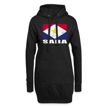 Saba Flagge Grunge Saba Fahne - Hoodie-Kleid - Schwarz - Vorne