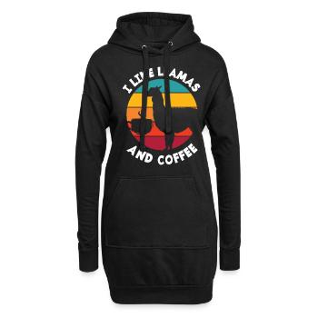 Lama Kaffee - Hoodie-Kleid - Schwarz - Vorne