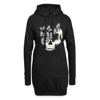 Gothic Schmetterling Totenkopf Knochen Skelett - Hoodie-Kleid - Schwarz - Vorne