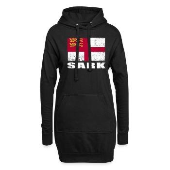 Drapeau de Sark Grunge Drapeau de Sark - Sweat-shirt à capuche long Femme - noir - Devant