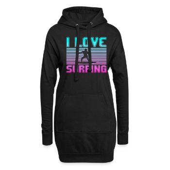 I love surfing - Hoodie-Kleid - Schwarz - Vorne