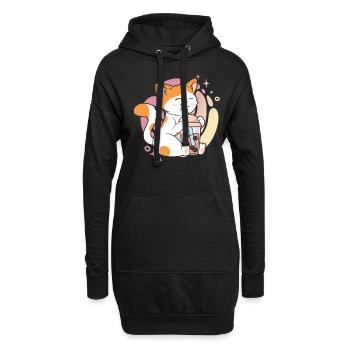 Kawaii Katze Bubble Tea Boba Tea Katze - Hoodie-Kleid - Schwarz - Vorne