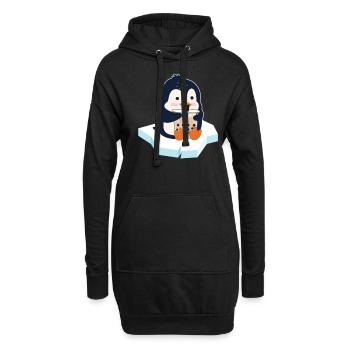Kawaii Penguin Bubble Tea Boba Tea Penguin - Sweat-shirt à capuche long Femme - noir - Devant