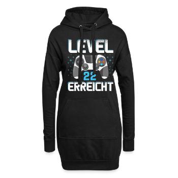 Level 22 Erreicht Gamer - Hoodie-Kleid - Schwarz - Vorne