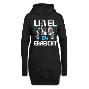 Level 24 Erreicht Gamer - Hoodie-Kleid - Schwarz - Vorne