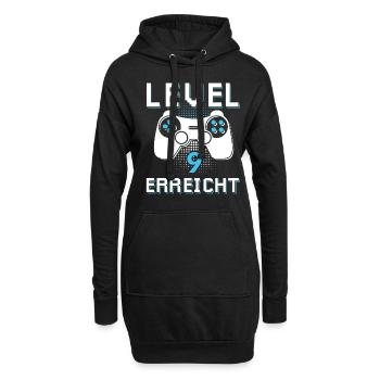 Level 9 Erreicht Gamer - Hoodie-Kleid - Schwarz - Vorne