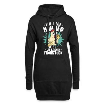 Huhn Ich Liebe Hühner Die Kacken Frühstück - Hoodie-Kleid - Schwarz - Vorne