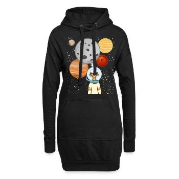 Planètes spatiales des astronautes suricates - Sweat-shirt à capuche long Femme - noir - Devant