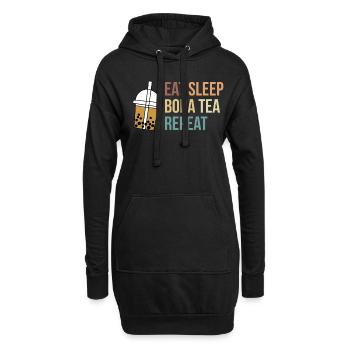 Manger Dormir Boba Thé Répéter Chemise Cadeau - Sweat-shirt à capuche long Femme - noir - Devant