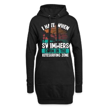 Kiteboarder Funny I hate Swimmers Sarcastic Humor - Hoodie-Kleid - Schwarz - Vorne