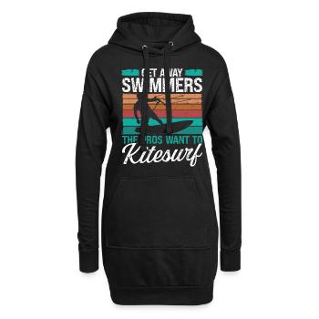 Kiteboarder Humor Get away Swimmers Kitesurfer - Hoodie-Kleid - Schwarz - Vorne