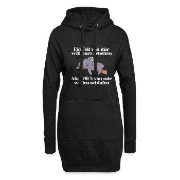Ein part von mir möchte hart arbeiten - Hoodie-Kleid - Schwarz - Vorne