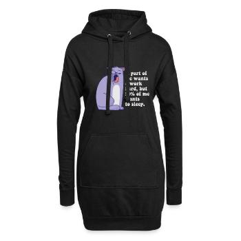 A part of me want to work Katze - Hoodie-Kleid - Schwarz - Vorne