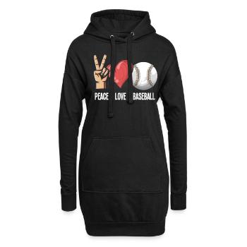 Baseball Paix Amour - Sweat-shirt à capuche long Femme - noir - Devant