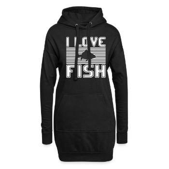 J’adore le poisson - Sweat-shirt à capuche long Femme - noir - Devant
