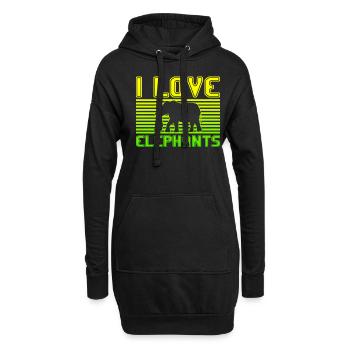 I love elephants - Hoodie-Kleid - Schwarz - Vorne