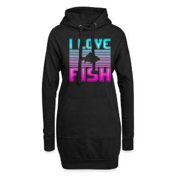 J’adore le poisson - Sweat-shirt à capuche long Femme - noir - Devant