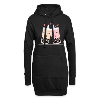 Love Boba Tea Bubble Tee Partnerlook - Hoodie-Kleid - Schwarz - Vorne