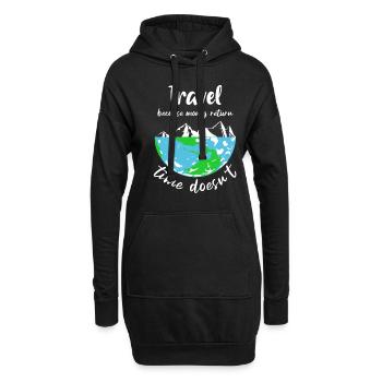 voyager parce que le temps de retour d’argent ne le fait pas - Sweat-shirt à capuche long Femme - noir - Devant