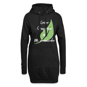 Vegan Veganer Tierschutz Vegetarier Vegetarisch - Hoodie-Kleid - Schwarz - Vorne