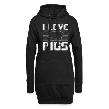 J’adore les cochons - Sweat-shirt à capuche long Femme - noir - Devant