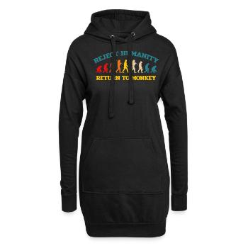 Die Menschheit Ablehnen, Zum Affen Zurückkehren - Hoodie-Kleid - Schwarz - Vorne