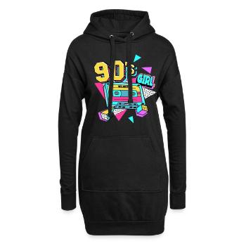 Fille des années 90 et 90 - Sweat-shirt à capuche long Femme - noir - Devant
