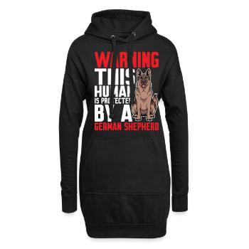 Cet humain est protégé par un berger allemand 5 - Sweat-shirt à capuche long Femme - noir - Devant