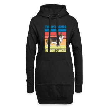 Corgi - Hoodie-Kleid - Schwarz - Vorne