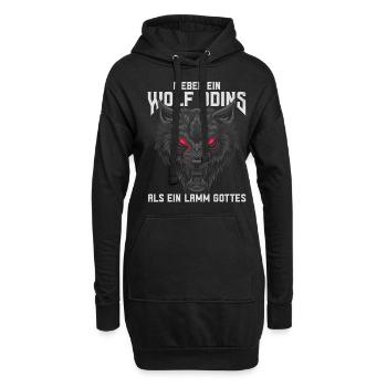 Lieber ein Wolf Odins als ein Lamm Gottes - Hoodie-Kleid - Schwarz - Vorne